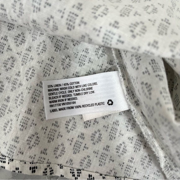 A New Day Linen Geo Print Double Breasted Sleeveless Apron Dress Cream Small - Picture 10 of 10